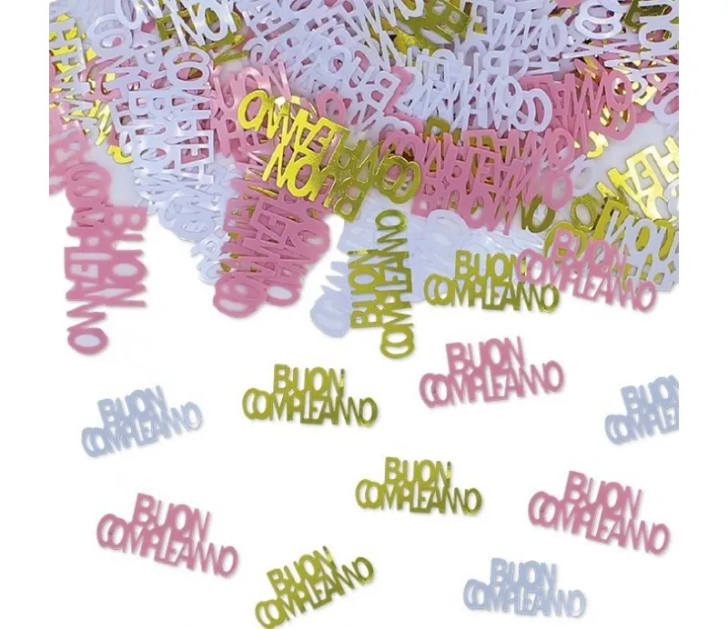 Confetti Decorativi Buon Compleanno Rosa Bianco Oro 15 gr.